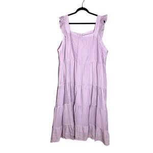 Hayden Tiered Midi Dress Plus Size 3XL Lavender Ruffle Strap Boho Pockets NWT